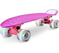 Skateboard Enfant - Hurtle - Violet - Roues en PU avec Lumière LED
