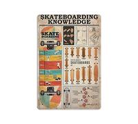 Skateboard Knowledge Plaque en métal Affiche en métal Plaque en étain Art Plaque Murale Décor Vintage Rétro Signe Fer Peinture En Aluminium Signe pour La Décoration Intérieure Bar Boutique Hommes Cave