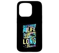Skateboard Life Long Beach California Retro Sunset Skater Coque pour iPhone 15 Pro