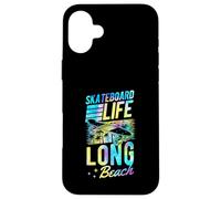 Skateboard Life Long Beach California Retro Sunset Skater Coque pour iPhone 16 Plus