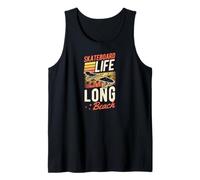 Skateboard Life Long Beach California Retro Sunset Skater Débardeur