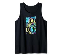 Skateboard Life Long Beach California Retro Sunset Skater Débardeur