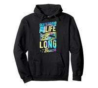 Skateboard Life Long Beach California Retro Sunset Skater Sweat à Capuche