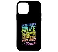 Skateboard Life Santa Monica Beach, Patineuse rétro au Coucher du Soleil Coque pour iPhone 12 Mini