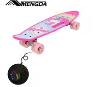 Skateboard Longboard-MENGDA-Skateboard en PP-Cadeaux d'anniversaire pour garçons et filles-Roues lumineuses-Rose-59×15cm-Rose
