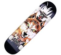 Skateboard Loup Roues PU Cruiser Complet Double Kick Concave 7 Couches Érable 31 X 8 inch Pro Planche à roulettes pour débutants Adolescents Enfants et Adultes