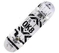 Skateboard Noir et Blanc Pro Planche à roulettes Double Kick Concave Cruiser Complet Roues PU 7 Couches Érable 31 X 8 inch pour débutants Adolescents Enfants et Adultes