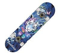 Skateboard Papillon Tigre Skate 80x20 cm 7 Couches en Bois d'érable avec Roulements ABEC-7 Longboard Ado Skateboards Adulte Skate Board Enfant Débutants Fille Garçons Skeatbord
