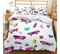 Skateboard Parure de lit Queen Size Housse de Couette Skate Boarding Games Sports Couette Thème Couette Pour Adolescents Adulte Couvre-lit Housse Avec 2 Taies d'oreiller (Graffiti5,200*200 cm)