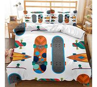 Skateboard Parure de lit Queen Size Housse de Couette Skate Boarding Games Sports Couette Thème Couette Pour Adolescents Adulte Couvre-lit Housse Avec 2 Taies d'oreiller (Graffiti4,240*220 cm)