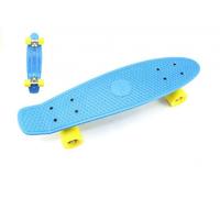 Skateboard - pennyboard 60cm capacité 90kg, axes en métal, couleur bleue, roues jaunes