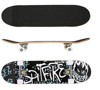 Skateboard pour débutants, skateboards standard complet pour enfants, adolescents, adultes, concave en érable double kick deck concave, style classique (lettre)