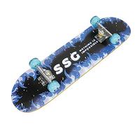 Skateboard pour débutants, skateboards standard complet pour enfants, adolescents, adultes, en érable double kick concave, style classique (flamme bleue)