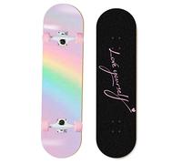 Skateboard pour Filles, Adultes, Adolescents, Filles, garçons, 7 Couches en érable 80 x 20 cm, Arc-en-Ciel avec Sac à Dos (Rose Arc-en-Ciel)