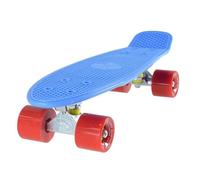 Skateboard Rétro Cruiser avec planche antidérapante bleue de 56 cm - Roues rouges de 59 mm polyuréthane + sac de transport -