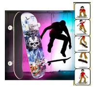 Skateboard - XUANYU - Longboard - Motif de crâne - 4 roues flash - Capacité 250 kg