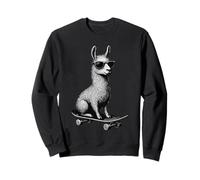 Skateboarder Lama Portant des Lunettes de Soleil Motif Patineur Animal Sweatshirt