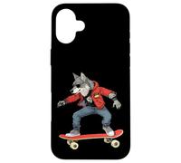 Skateboarder/Skater Wolf Wolves Coque pour iPhone 16 Plus