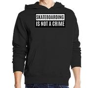 Skateboarding is Not A Crime Sweat à Capuche Unisexe en mélange de Coton Noir Large
