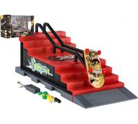 Skatepark - skateboard vis à doigt avec rampe plastique 8cm avec accessoires mélange de types en boîte 28x18cm