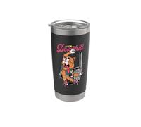 Skater Cat Skateboarding Retro Longboard Skateboarder Cat Gobelet isotherme en acier inoxydable double paroi