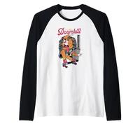 Skater Cat Skateboarding Retro Longboard Skateboarder Cat Manche Raglan