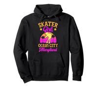 Skater Girl Ocean City Maryland Skateboard rétro Sweat à Capuche