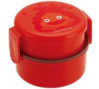 Skater Howl's Moving Castle Boîte à bento ronde à 2 étages avec folk (500 ml) - Design japonais authentique - Passe au micro-ondes - Calcifer