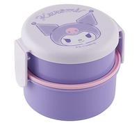 Skater Kuromi Boîte à bento ronde à 2 étages avec folk (500 ml) - Design japonais authentique - Passe au micro-ondes - Violet