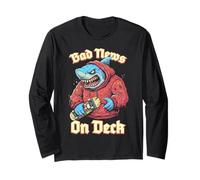 Skater Shark Bad News on Deck Skateboard Amusant Manche Longue