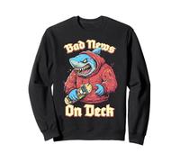 Skater Shark Bad News on Deck Skateboard Amusant Sweatshirt