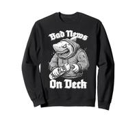 Skater Shark Bad News on Deck Skateboard Amusant Sweatshirt