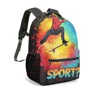 Skater Silhouette Paint Splatter Sac à dos 40,6 cm Imprimé Streetwear Urban Graphic Sac à dos pour école enfants, 04, L, Décontracté