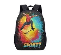 Skater Silhouette Splash Art Sac à dos pour enfants garçons filles graffiti style urbain sac à dos d'école 43,2 cm, 04, L, Minimaliste