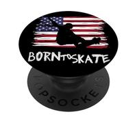 Skater Skateboard USA Drapeau Sport Patriot LOL Cool PopSockets PopGrip Adhésif