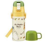Skater SKDC3-A Bouteille d'eau légère en acier inoxydable à 2 voies pour enfants, 350 ml, motif bus My Neighbor Totoro Cat Bus, pour enfants, boisson directe, tasse incluse, en acier inoxydable