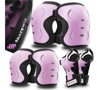 SKATEWIZ Genouillère Enfant - Protection Bmx, Protection Roller Fille - Protege Genoux Skateboard - Trotinette Freestyle, Patins à Glace - IMPACT XS - Enfants Rose Noir