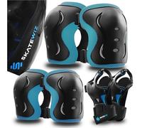 SKATEWIZ Genouillère Enfant - Protection BMX, Protection Roller Fille - Protege Genoux Skateboard - Trotinette Freestyle, Patins à Glace - Impact S - Enfants/Adolescents Bleu