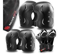 SKATEWIZ Protection Adulte et Protections Roller Enfant Garcon - Protection Skate Adulte - Protege Genoux Skateboard - Trotinette Freestyle, Patin a Roulette Fille - IMPACT M - Adolescents Noir