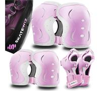 SKATEWIZ Protection Adulte et Protections Roller Enfant Garcon - Protection Skate Adulte - Protege Genoux Skateboard - Trotinette Freestyle, Patin a Roulette Fille - IMPACT L - Adultes Rose Blanc