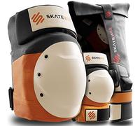 SKATEWIZ Protection Roller Adulte - Protection Skateboard Adulte et Adolescents - Kit de Genouillère Skateboard e Patins à Glace - Protege Genoux - Shield Taille M Orange