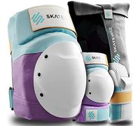 SKATEWIZ Protection Roller Adulte - Protection Skateboard Adulte et Adolescents - Kit de Genouillère Skateboard e Patins à Glace - Protege Genoux - Shield Taille M Lavande Bleu