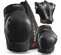 SKATEWIZ Protection Velo Enfant - Genouillère Enfant Skateboard - Protection Roller Fille, Protege Genoux BMX - Protections Patin a Roulette - Smash S - Enfants Noir