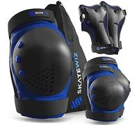 SKATEWIZ Protection Velo Enfant - Genouillère Enfant Skateboard - Protection Roller Fille, Protege Genoux BMX - Protections Patin a Roulette - Smash M/L - Adolescents Bleu Noir