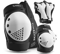 SKATEWIZ Protection Velo Enfant - Genouillère Enfant Skateboard - Protection Roller Fille, Protege Genoux BMX - Protections Patin a Roulette - Smash M/L - Adolescents Noir Blanc