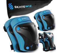 SKATEWIZ Protection Velo Enfant - Protection Roller Enfant Fille - Genouillère, Coudiere, Protège-Mains - Protege Genoux, Trotinette Freestyle, Skateboard, Patins à Glace - Protect-1 S Bleu
