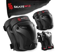 SKATEWIZ Protection Velo Enfant - Protection Roller Enfant Fille - Genouillère, Coudiere, Protège-Mains - Protege Genoux, Trotinette Freestyle, Skateboard, Patins à Glace - Protect-1 M Noir