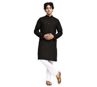 SKAVIJ Ensemble de Pyjama Kurta uni en Pur Coton pour Homme, col Mandarin, Tenue Quotidienne, Robe de Yoga décontractée
