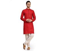 SKAVIJ Ethnique Kurta Pyjama Robe pour Homme (Rouge, M)