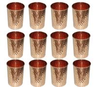 SKAVIJ Gobelets à eau en cuivre pur martelé verres à boire (paquet de 12, 0,32 litre)